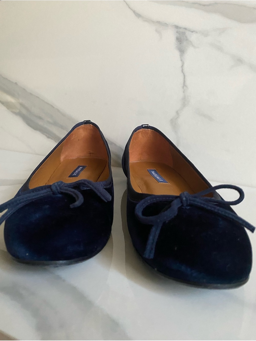 Margaux Lonnberg Dark Blue Velvet Demi Ballet Flats 7.5 Chic Event Classic - Picture 4 of 10